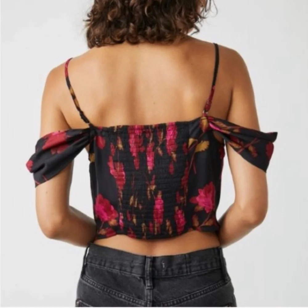 NWT Free People Cassandra Floral Red and Black Top Whimsigoth XS